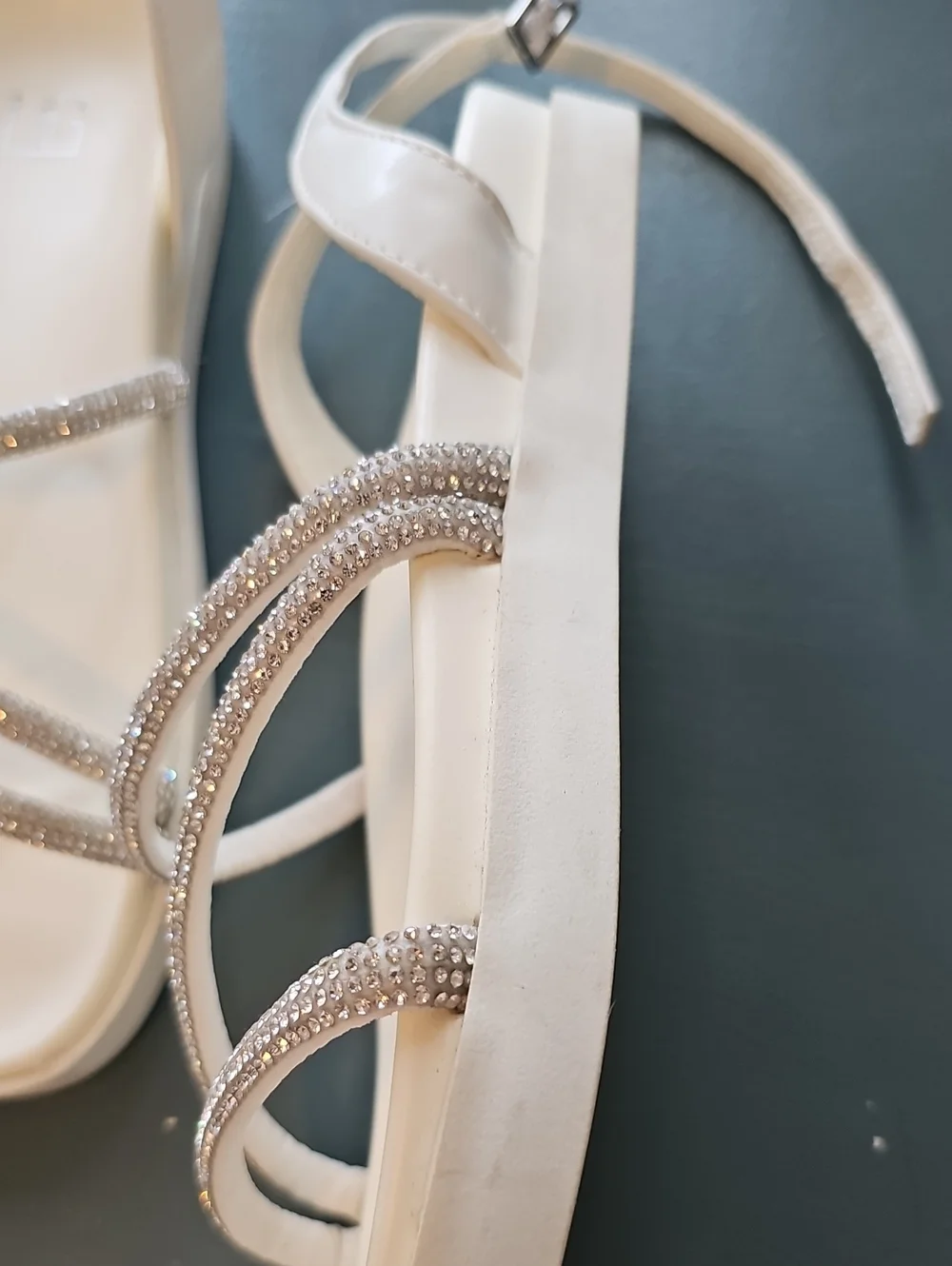 Abound Pixie25 Rhinestone Platform Slingback Sandals Womens Size 6 White Glam